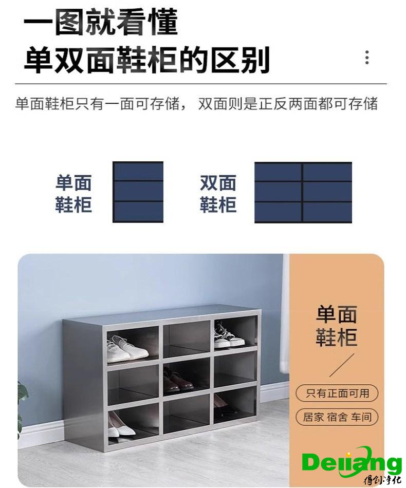 不銹鋼無塵鞋柜-單雙面鞋柜區(qū)別